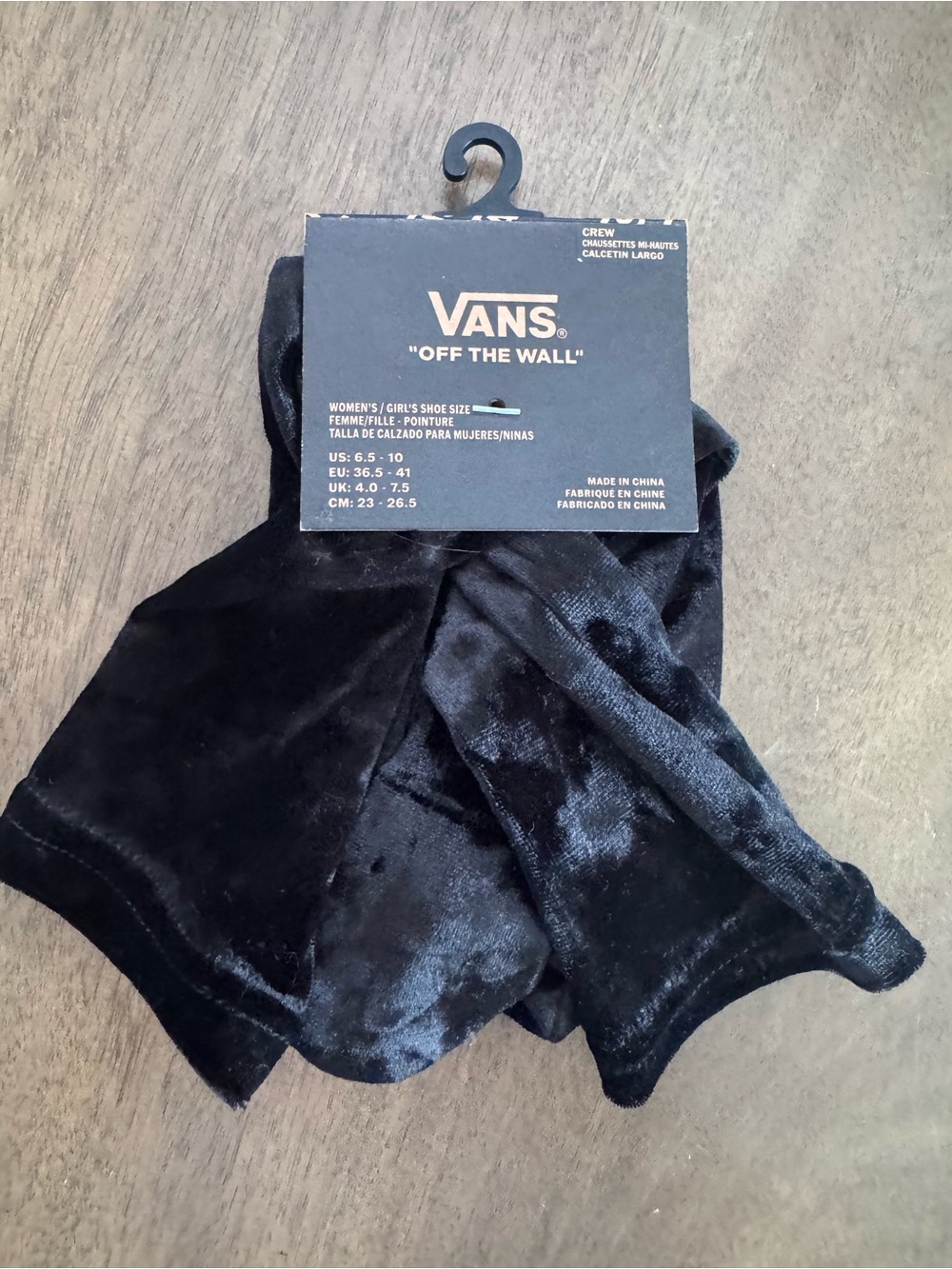 VANS OFF THE WALL Black Velvet Socks - Women’s Socks NWT